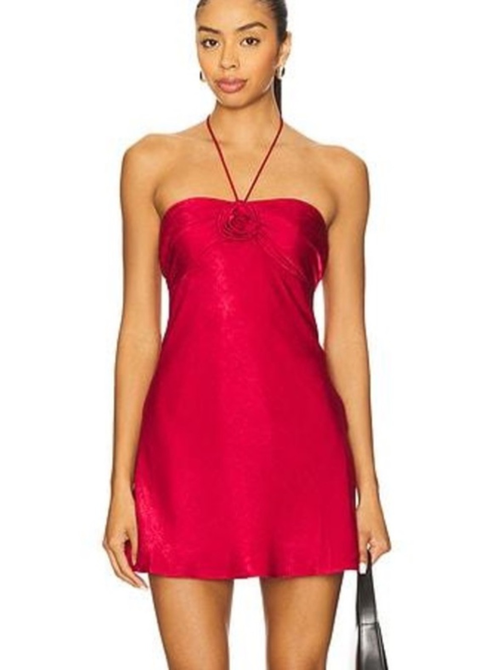 More To Come Arie Mini Dress Red Strapless Halter Rosette Revolve NWT S